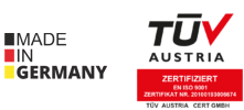 siegel-beide Logo TÜV AUSTRIA - MADE IN GERMANY