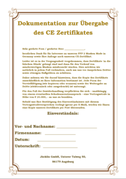 zertifikat-anforderung Jäcklin GmbH FFP2 CE-Zertifikat